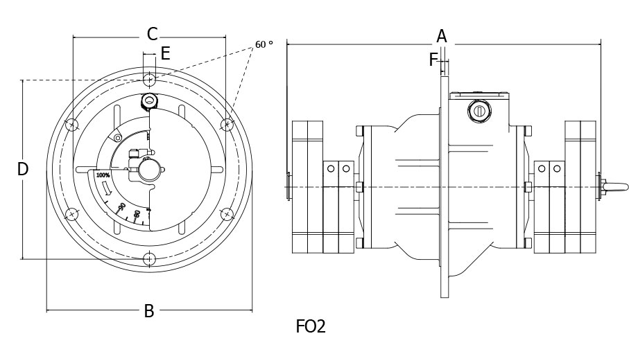 uni-industrial-vibration-motors-flansli-ustten-ortadan-kvm-fv-technical-drawing-2